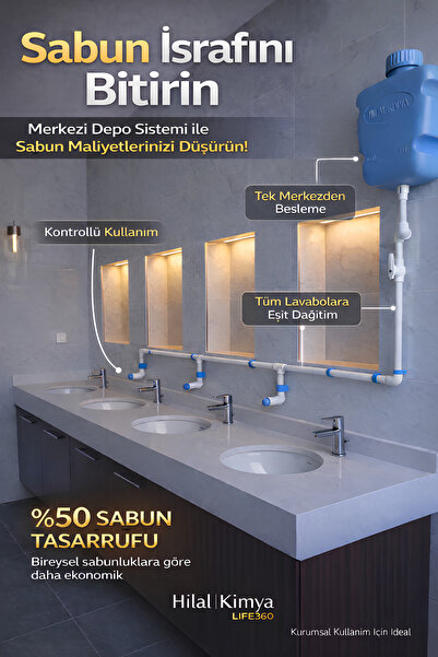 hilal kimya Σύστημα διανομής υγρού σαπουνιού 10 λίτρων με 5 βρύσες και κουμπι...