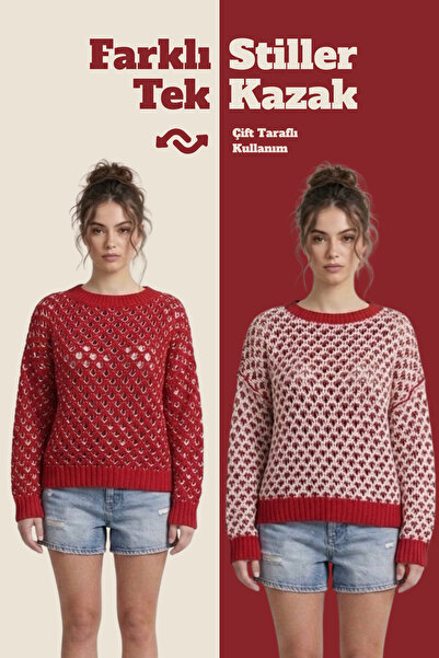 Neden Tekstil Reversible Knitwear Sweater Special Design Two Ways to Use F Me...