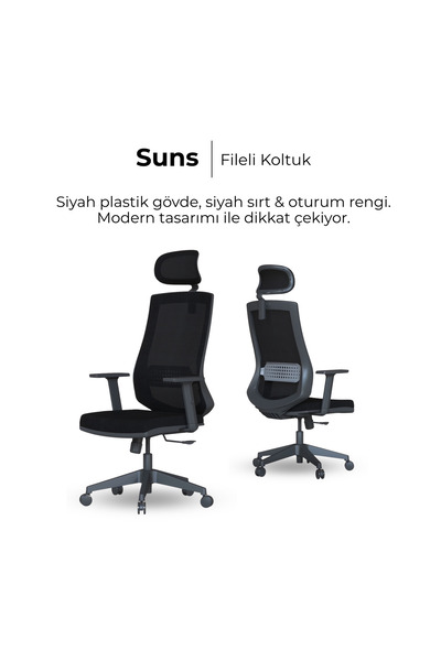 Sempre SUN  FİLELİ  MÜDÜR KOLTUĞU (SİYAH FİLELİ)