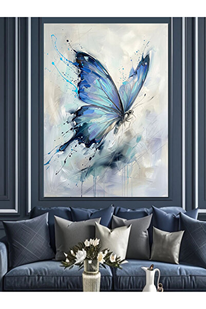 Artmeg Pânză decorativă cu fluture estetic mare cu aripi albastre - Tablou di...