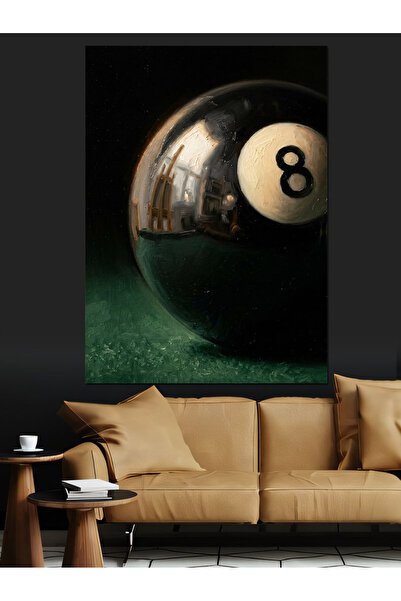 Artmeg Decorative Canvas with Ball Number 8 on Green Broadcloth - Mdf Wood Table