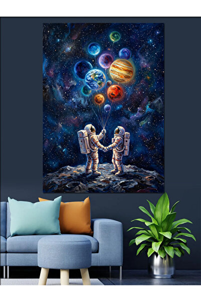 Artmeg Astronauți ținându-se de mână în spațiu - Pânză decorativă - Masă din ...