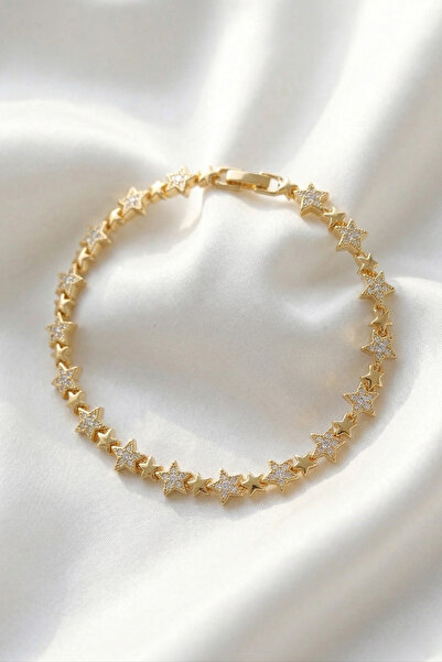 Elifsu Jewelry Full Stone Stargirl Steel Bracelet with Gold Zircon Stone and ...