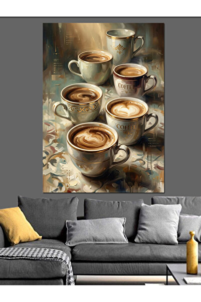Artmeg Tablou decorativ din pânză cu cești de cafea care aburind - Tablou din...