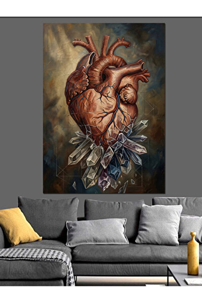 Artmeg Pânză decorativă cu imaginea inimii anatomice înflorite - Tablou din l...