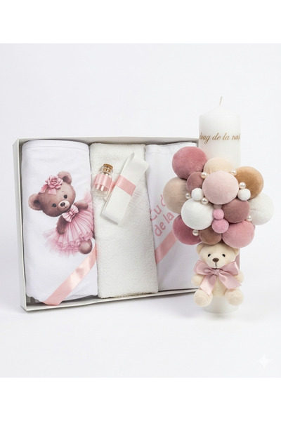 MASSIBEBE Πλήρες Βαπτιστικό Σετ και Κερί με Λούτρινο Παιχνίδι |   Σετ Premium