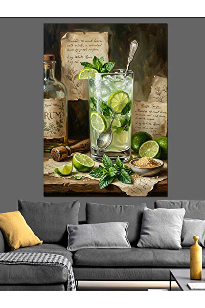 Artmeg Pânză decorativă oficială pentru cocktail răcoritor cu mentă Mojito - ...