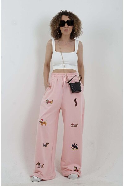 Zelish My Sister Παντελόνι φόρμας με στάμπα σκύλου σε σχήμα πούδρας
