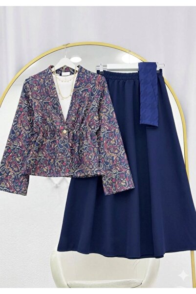 VOLT CLOTHİNG BOHEM DESENLİ ETEKLİ TAKIM