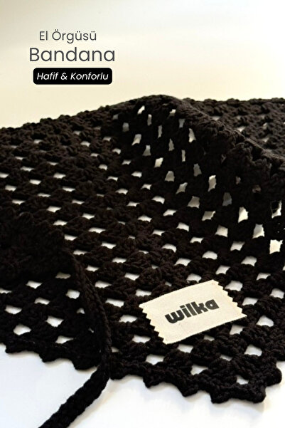 Wilka Summer Women's Bandana Black - Hand Knitted Breathable Lightweight