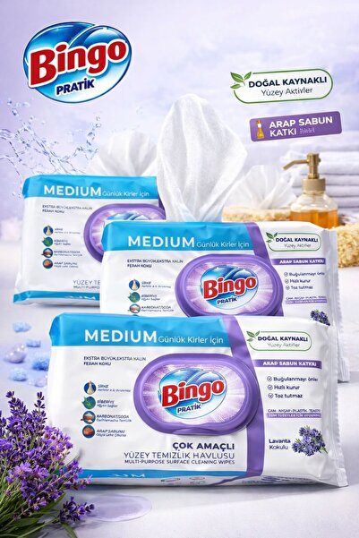Bingo Yüzey Temizleme Havlusu Medıum Arap Sabunu Katkılı 96 Adet x 3 = 288 Ya...