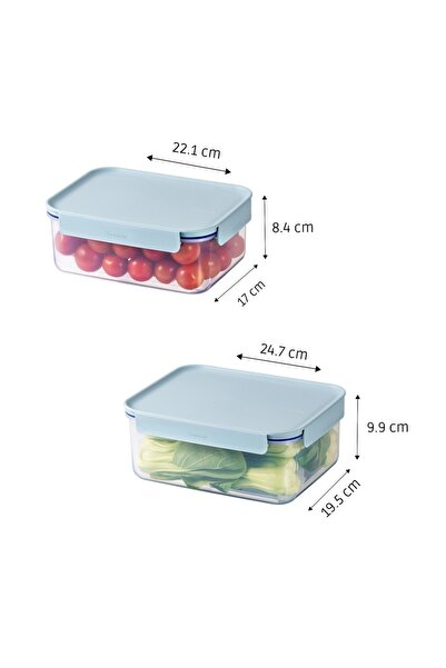 locknlock Classic Plus Rectangle Food Container Set (2.75L+1.65L) – Mint, Airtight & BPA-Free