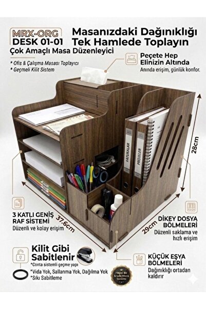 MRX -ORG DESK 01 Masaüstü Organizer | Peçetelikli Çok Amaçlı Masa Düzenleyici...