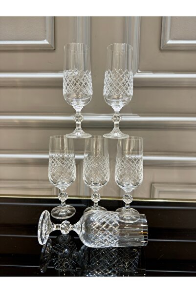 Vakıf home BOHEMİA KRİSTAL Kesme El İşi Kahve Yanı Su Bardağı Ayaklı 180 ml B...