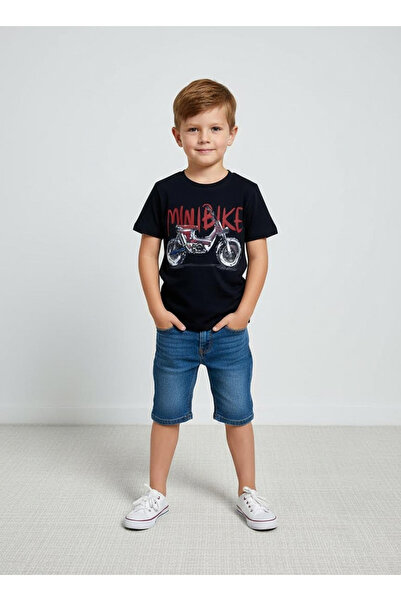 BİLGENS BUTİK Boy's Motorcycle Themed T-Shirt