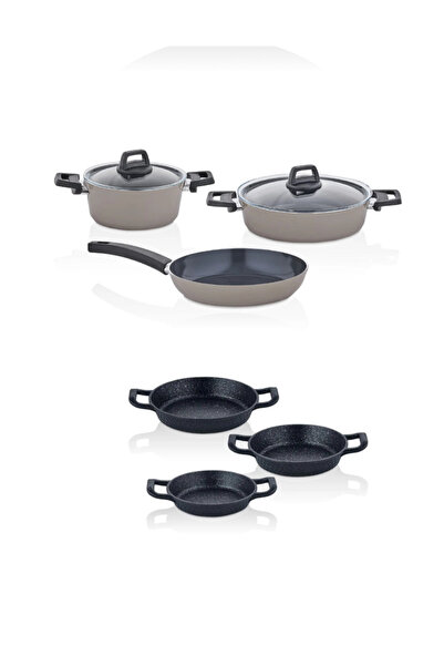 tacev Taç Serana 5-Piece Cookware Set and Triton Döküm 3-Piece Pan Set