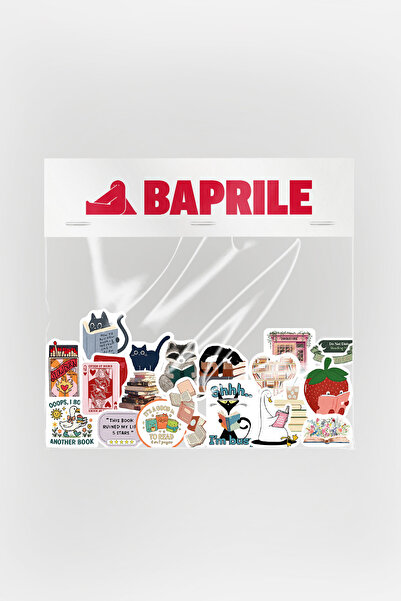 Baprile Kitap Temalı Sticker Paketi 20 Parça Bookish Kaliteli Su Geçirmez Lap...