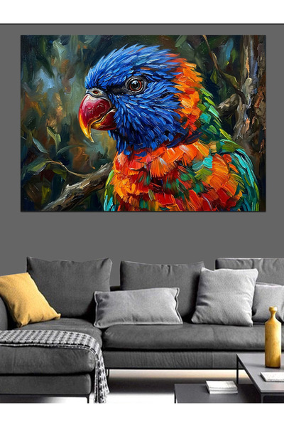 Artmeg Portret de papagal tropical pe pânză decorativă cu culori vii - Tablou...