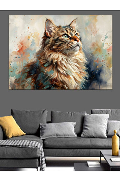 Artmeg Portret de pisică cu blană lungă, orientată spre soare, pe pânză decor...