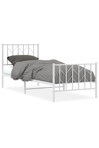 vidaxl Cadru de pat metalic cu tăblie de cap/picioare alb, 80x200 cm