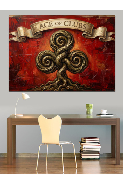 Artmeg Semn decorativ Ace Of Clubs cu logo Yonca - Tablou din lemn MDF