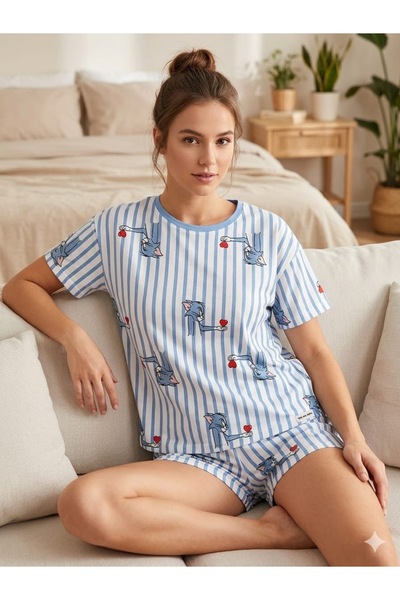 Silona Homewear Σετ πιτζάμες Marla Mickey Love με μπλε σορτς