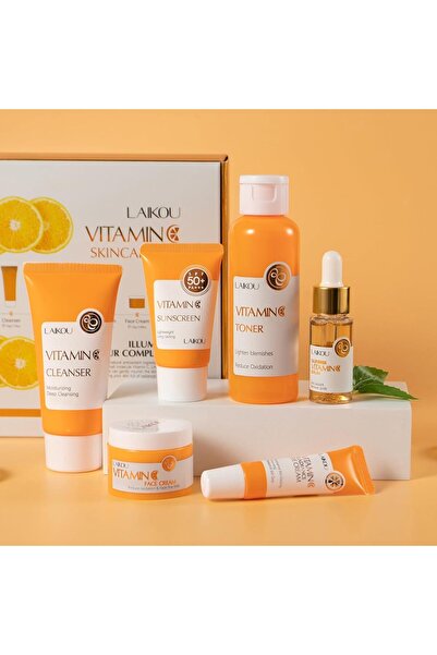 LAIKOU Vitamin C Skin Care Set, 6 Pcs Skincare Kit for Women