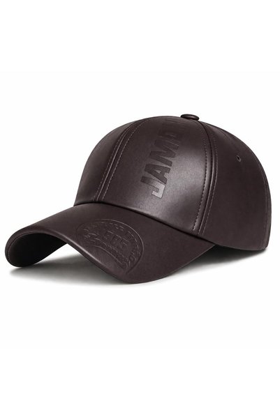 valkyrie Men's Dark Brown Leather Hat with Curved Visor Adjustable Sports Casual Baseball Cap