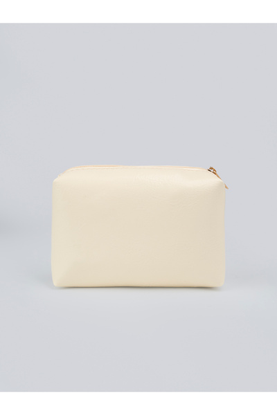 Rivina Τσάντα μακιγιάζ από συνθετικό δέρμα LOAR Cream με φερμουάρ |   Οργανωτ...