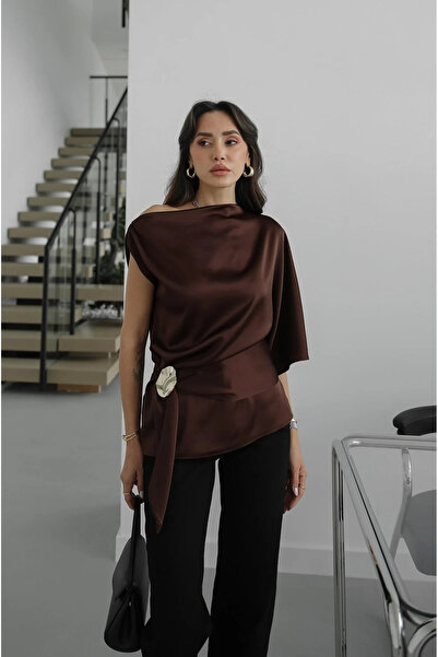 My Blog Brown Brooched Blouse - 70268
