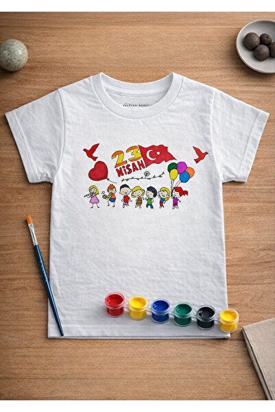 AEMİ Παιδικό μπλουζάκι με στάμπα 23 Απριλίου, 100% βαμβάκι