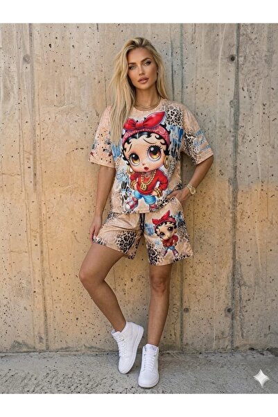 DENİKK TREND DIGITAL STONE PRINT, BRODERIE CU PALEȚE, SET SPORT OVERSIZE CU M...