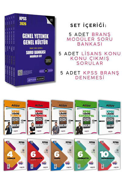 Pegem Akademi Yayıncılık KPSS GYGK Lisans Modüler Soru Bankası Seti + 5 Adet ...