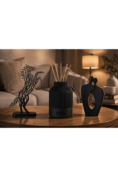 Lumora Design Lumora 3’lü Dekor Seti – Minimal Siyah Vazo & Figür | Modern Sa...