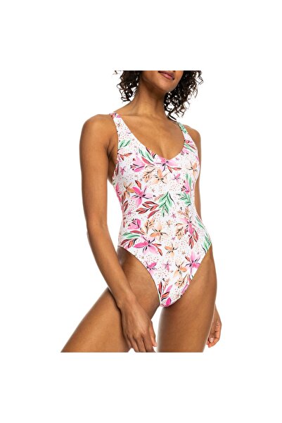 Roxy Τυπωμένο Μαγιό Κλασικού Σχεδίου Παραλίας, Λευκό, με Χαρούμενο Τροπικό Σχ...