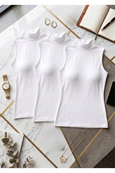 Loule Women's 3-Pack Half Turtleneck Non-Padded Zero Sleeve Cotton Undershirt...
