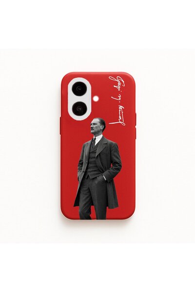 DEMİNA iPhone 16 Compatible Velvet Launch Case with Ataturk and Signature Pri...