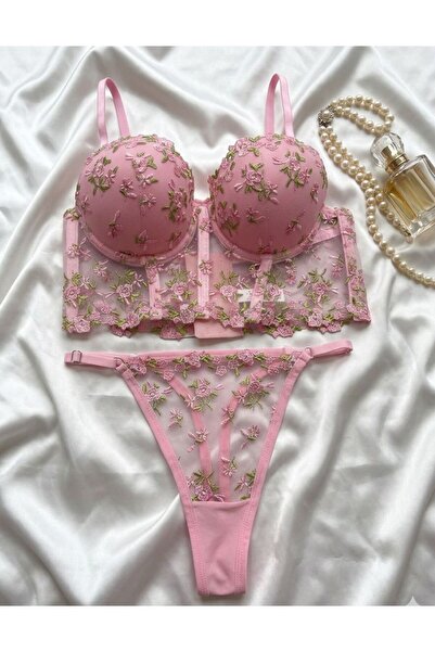 ARONA ÇİÇEKLİ DANTEL DETAYLI DOLGULU BRALET