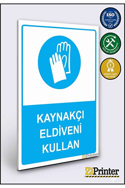ZiPrinter قفازات اللحام مع لافتة تحذيرية ديكوتا 50x70 سم
