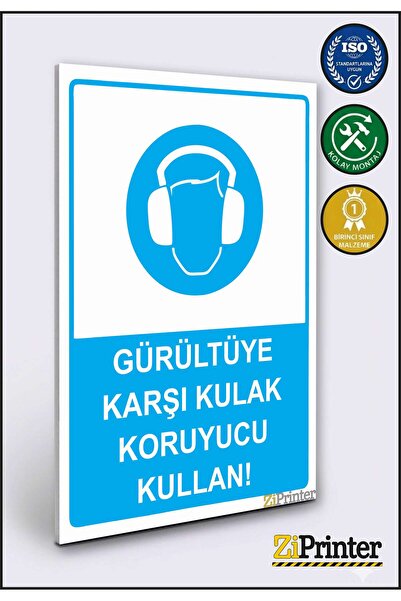 ZiPrinter استخدم واقي الأذن المضاد للضوضاء! لافتة تحذير ديكاتا 70x100 سم