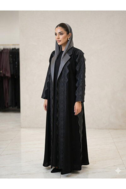 river abaya عباية دانتيل مع ياقه تفته