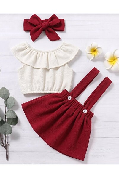 shop 3-Piece Girls' Combination Woven Summer Outfit New Season