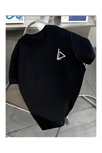 AEMİ Tricou oversize unisex cu imprimeu Triangle Prism, cu gât rotund