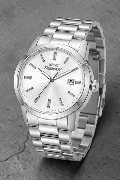 Slazenger Steel Cord, Steel Case Men's Wristwatch Bracelet Gift Silver-White ...