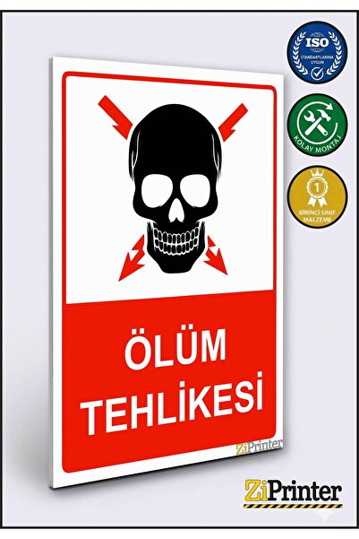 ZiPrinter Death Hazard Warning Sign Dekota 35X50 cm