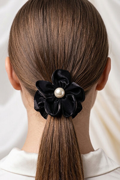 PETEK AKSESUAR Flower Satin Elastic Buckle with Pearls