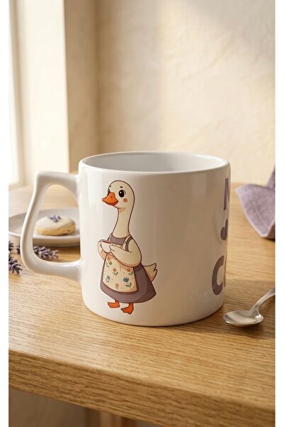 Eylül Design Mama Needs Coffee Duck Printed Pastel Colored Mug