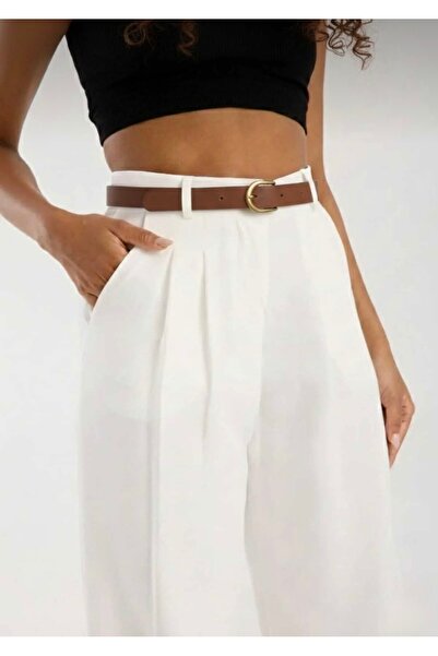 Heyya Γυναικείο παντελόνι Palazzo με διπλές πιέτες και φαρδιά μπατζάκια σε λε...