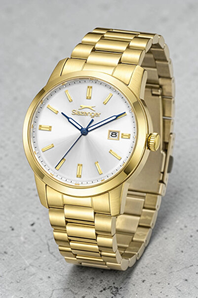 Slazenger Steel Cord, Steel Case Men's Wristwatch with Bracelet Gift Gold Sds...