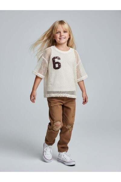 Zekids Κοριτσίστικη διχτυωτή μπλούζα με λεπτομέρειες και ενσωματωμένο εσωτερι...